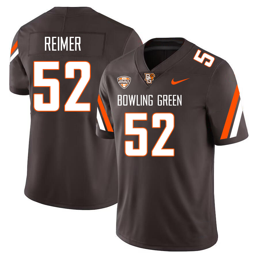 Men #52 Nick Reimer Bowling Green Falcons College Football Jerseys Stitched-Brown